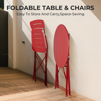 Grand patio Bistrotafel met 2 stoelen, balkonmeubelset, 3-delig, terrasmeubels, weerbestendig, bistroset, balkon, tuin, meubelset voor klein balkon (blauw)