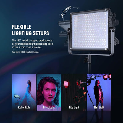 RGB LED-videolamp – Studiolamp – Videolicht – Videoverlichting – Livestreamlamp – 60 W, 22.000 Lux bij 0,5 m – 2500K-8500K, 18 Effecten