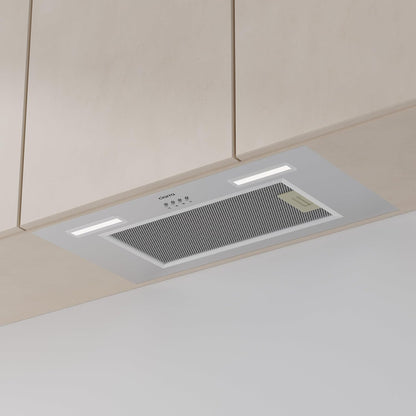 CIARRA CBCS6926A A+++ Inbouwafzuigkap, ventilatorbouwsteen, 60 cm breed, 650 m³/uur, afvoerlucht, inbouwkap, warme led-verlichting, 3 standen, met CBCF003 actieve koolfilter - QUORE