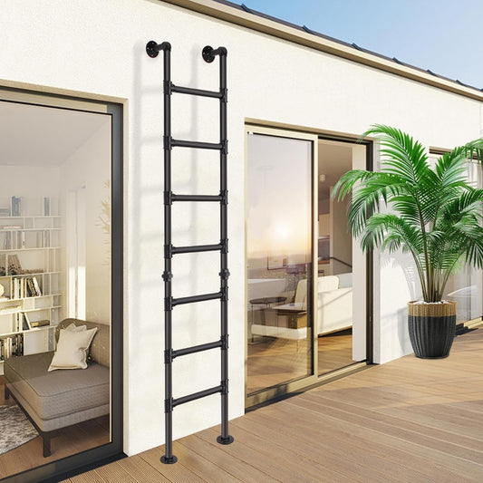 Stapelbedladder met 7 treden, van muur tot vloer, robuuste uitgangsladder voor kelderraam, klimladder voor zolder, slaapzaal, terras, maximale belasting 150 kg/215 cm