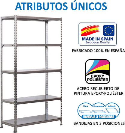 Simon Rack Stellingkast Metaal, 1800x900x500 mm, Buigpunt 180, 5 Verstelbare Niveaus, Metalen Planken, Robuust Opslagrek voor Garage, Kelder en Werkplaats, Gegalvaniseerd – SimonClick