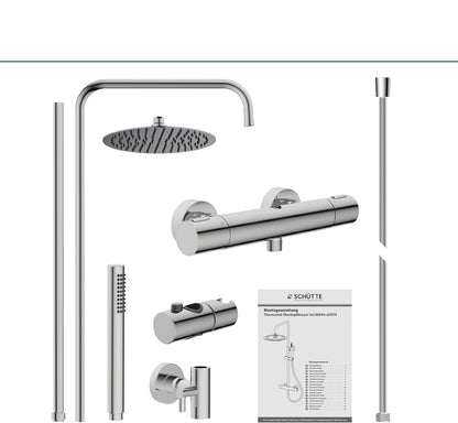Douche Systeem – Douche Set – Regendouche – Thermostaatkraan – Handdouche – 25 cm Regendouchekop – Waterbesparend Chroom