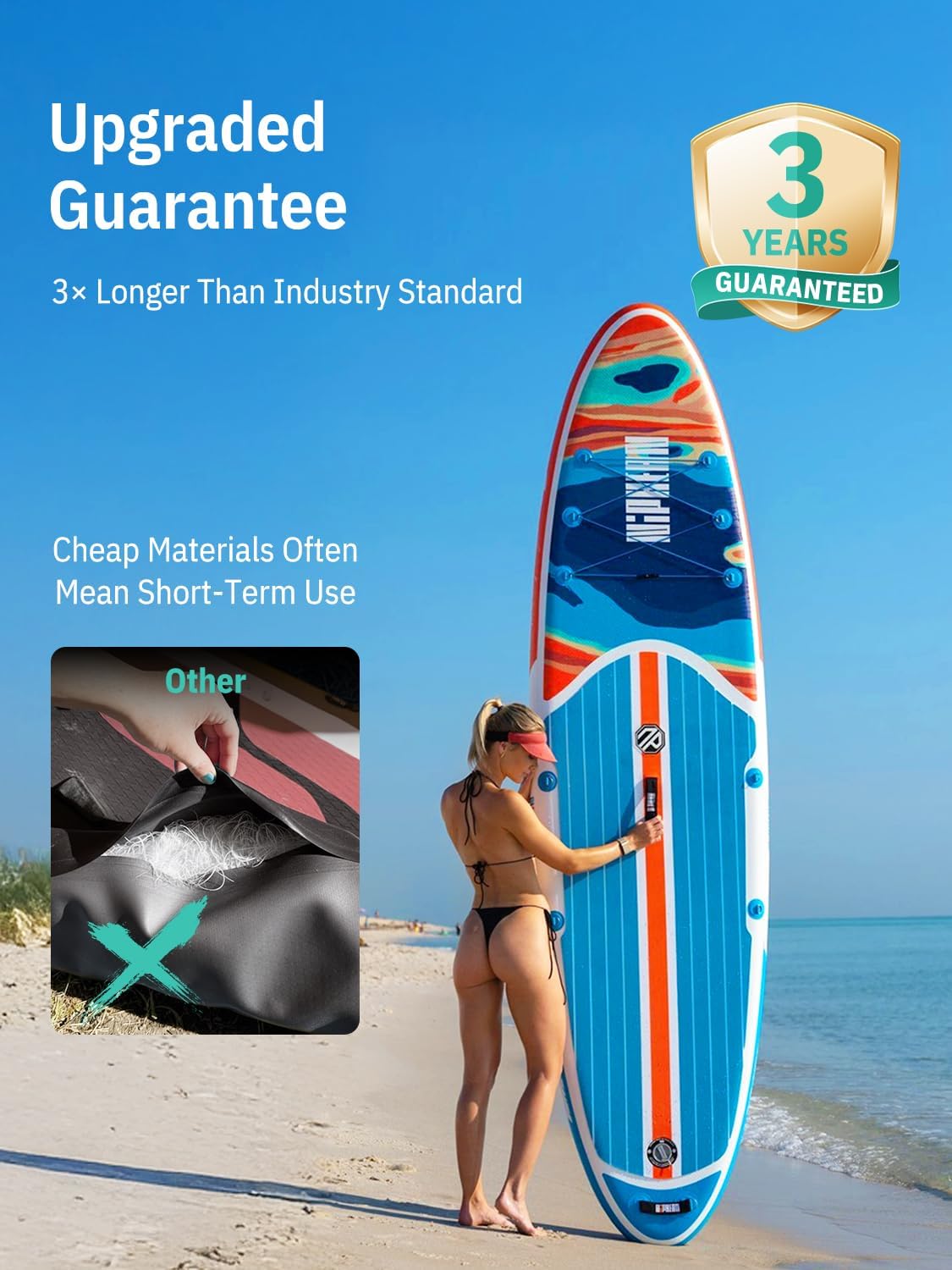 Niphean Opblaasbaar paddleboard voor volwassenen met alle accessoires, 320 cm stand-up paddleboard voor alle vaardigheidsniveaus, SUP met 200 kg gewichtscapaciteit voor 2 personen, opblaasbaar