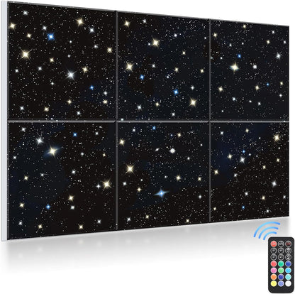 Akoestische wandpanelen set van 6 – Akoestische panelen – Geluidsabsorberende panelen – Geluidsdempende panelen – Wandpanelen – Zelfklevend – 180 x 120 cm met sterrenhemel effect