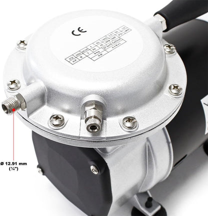 Wiltec vacuümmembraanpomp AS29 128-135 l/min olievrije membraanpomp voor aircosysteem met waterafscheiding en manometer