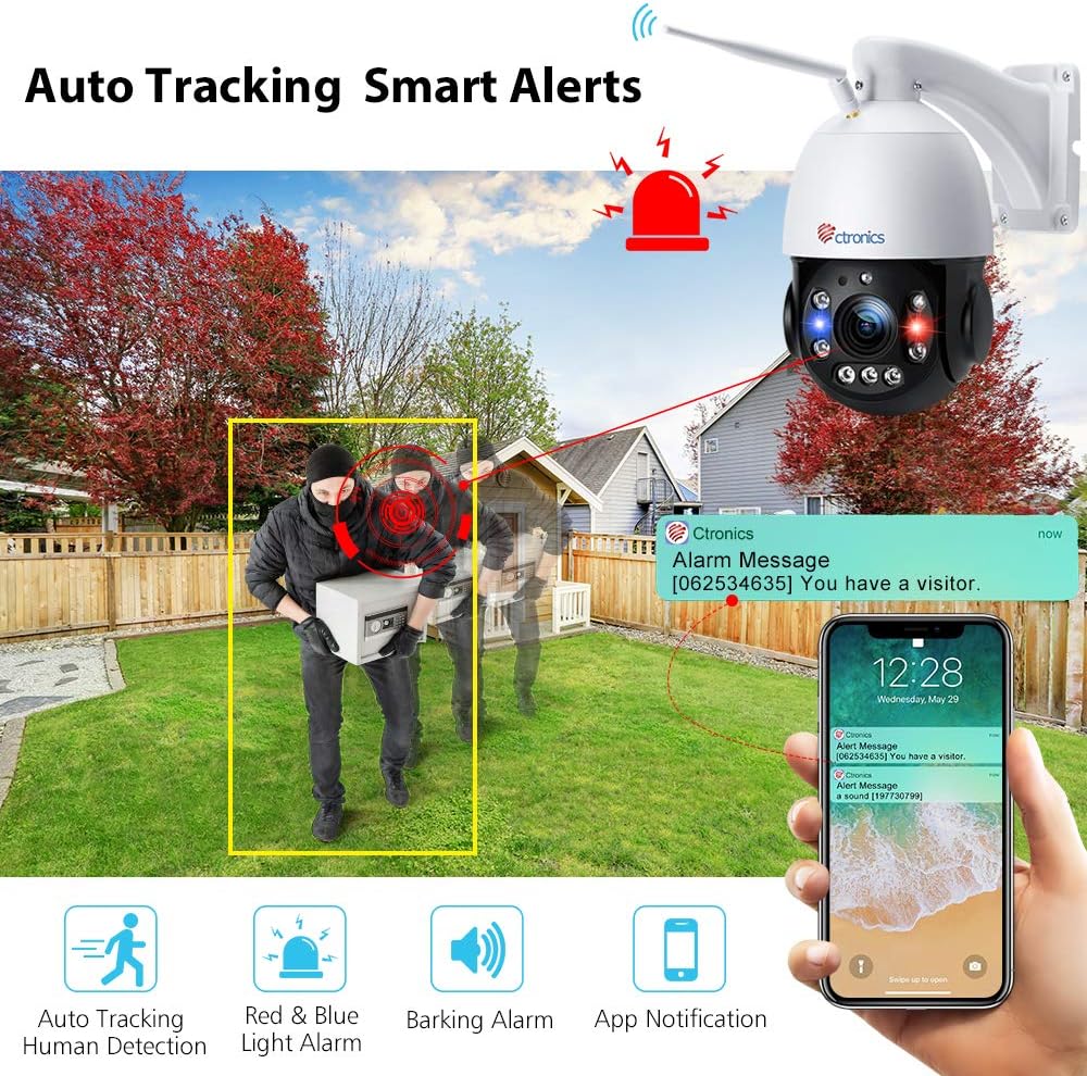PTZ Beveiligingscamera Buiten – Wifi Camera – IP Camera – CCTV Camera – Bewakingscamera – 5MP Sony CMOS Sensor – 30x Optische Zoom & Nachtzicht 150m