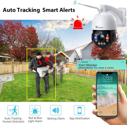 PTZ Beveiligingscamera Buiten – Wifi Camera – IP Camera – CCTV Camera – Bewakingscamera – 5MP Sony CMOS Sensor – 30x Optische Zoom & Nachtzicht 150m