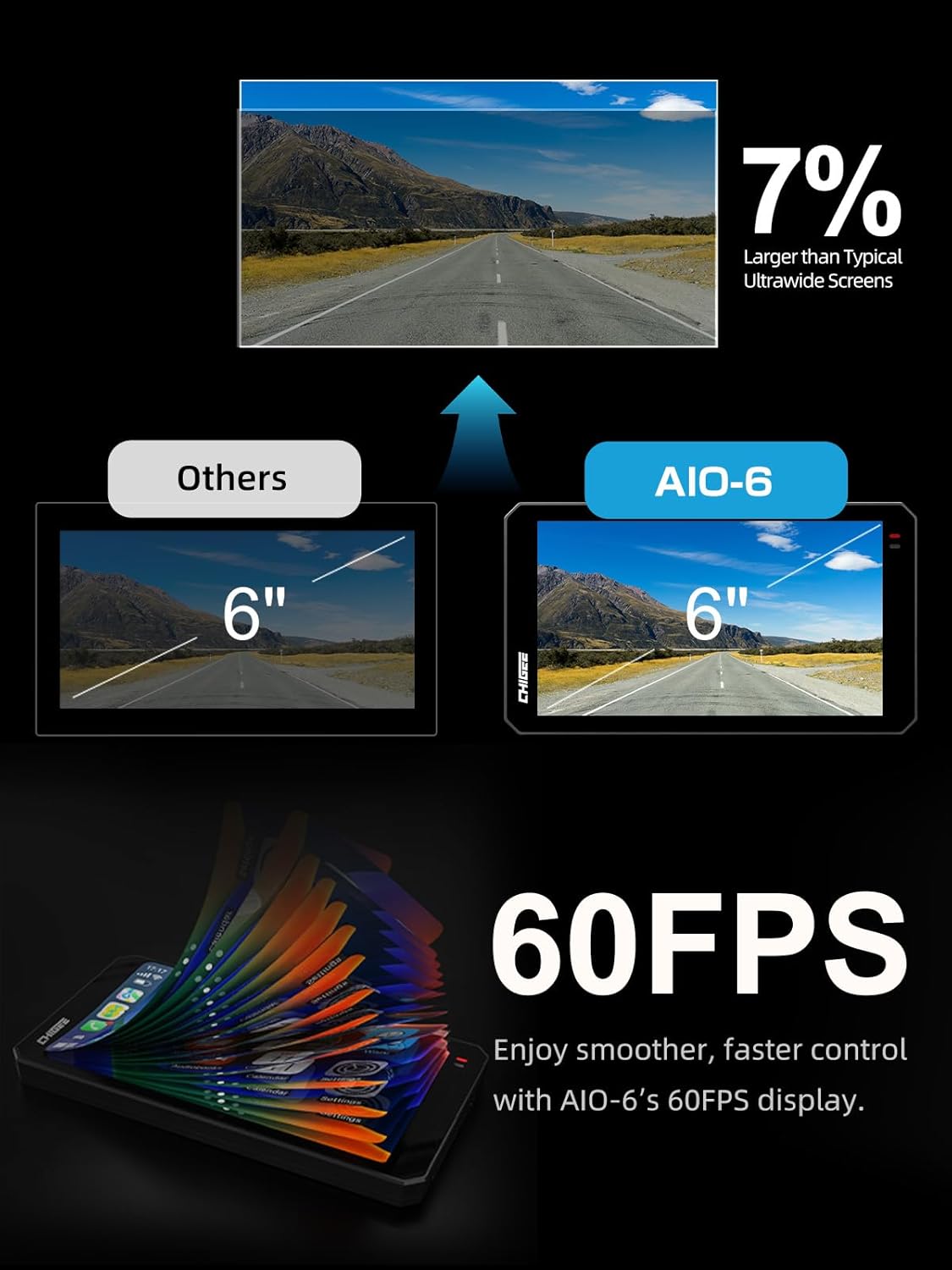 Motorfiets navigatiescherm – GPS navigatiesysteem – Navigatiescherm voor motor – CarPlay en Android Auto scherm – Motornavigatie – 6 inch 16:9 scherm – IPX9 waterdicht
