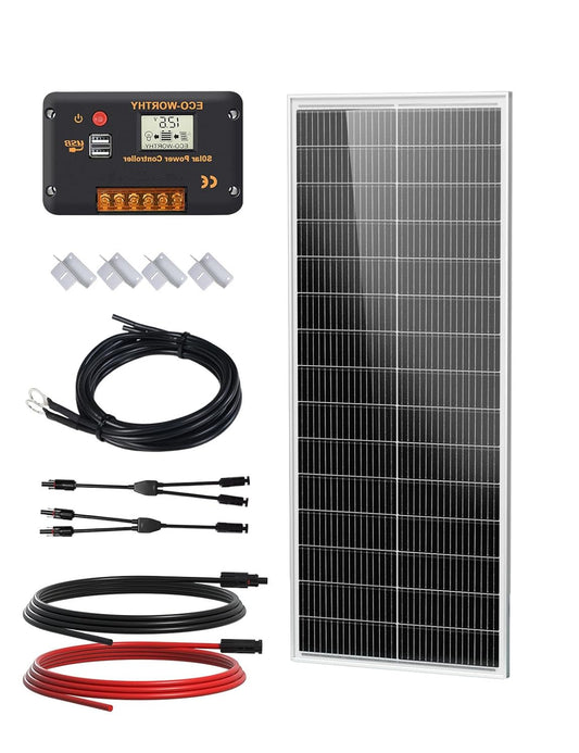 ECO-WORTHY Solar module set 100 W 12 V, 100 W solar panels 18BB N type, efficiency 25% with 30 A charge controller, suitable for motorhomes, boats and solar systems. - QUORE