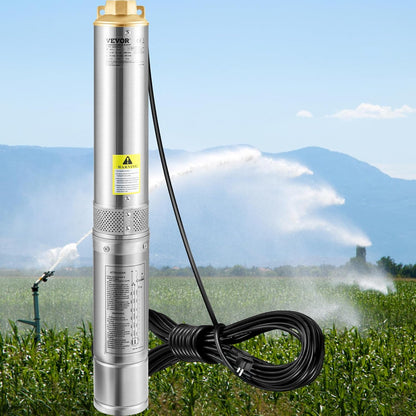 VEVOR Diepbronpomp motor met 750 W, dompelpomp voor fonteinen, 230 V, 50 Hz, dompelpomp voor fonteinen, maximale debiet van 105 l/min, bronpomp voor akkerland, fabrieken, mijnbouw
