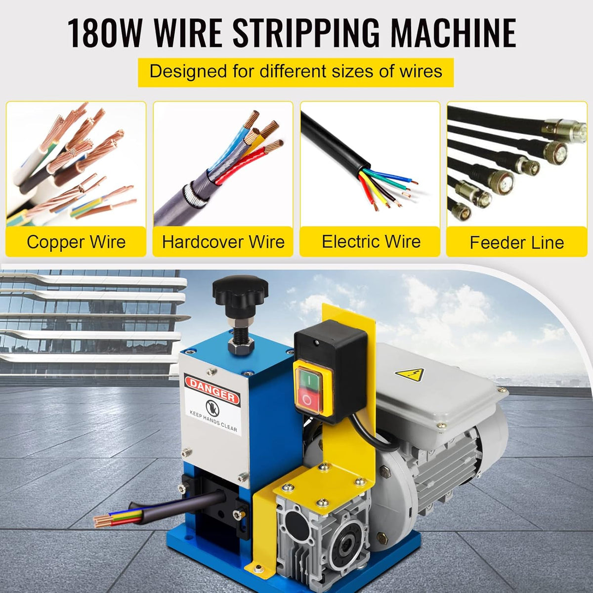 VEVOR Stripping Machine, 220V Automatic Cable Stripper Machine, Industrial Stripper Machine, 1.5mm-25mm, for Different Types of Round Cables and Flat Cables with Cover Wire Stripper - QUORE