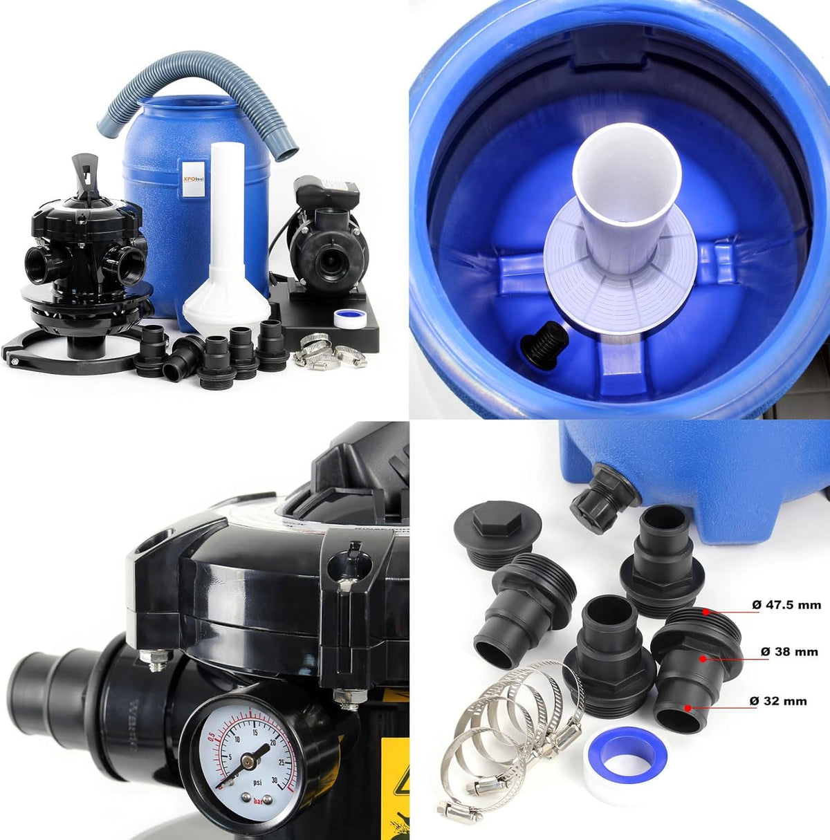 Wiltec zandfiltersysteem 180 W met 14 liter filtertank en zelfaanzuiging 9000 l/h poolpomp