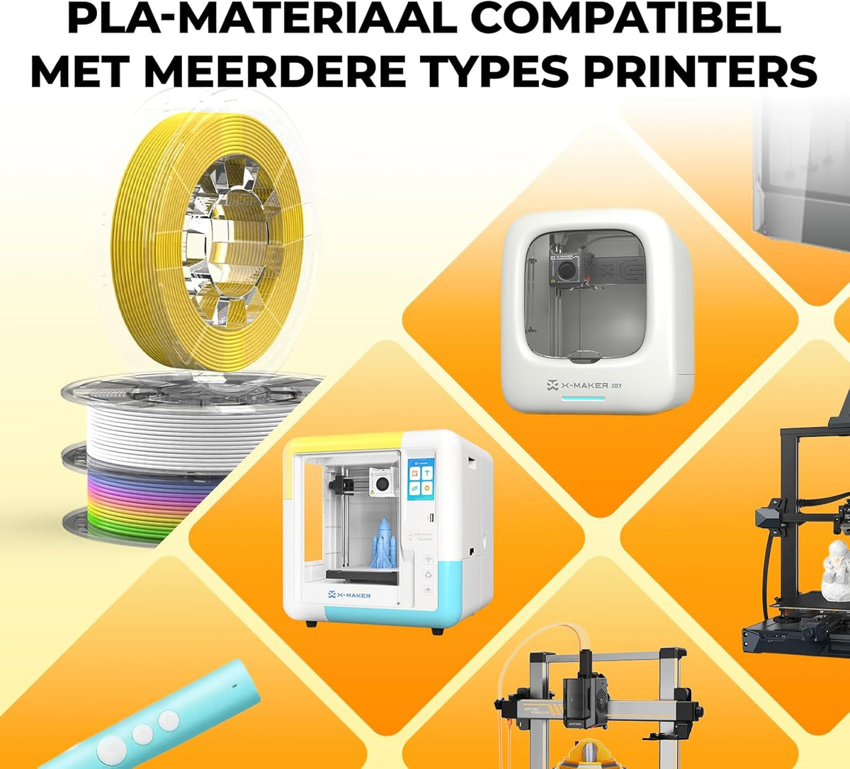 PLA Filament Set – 3D Printer Filament – 3D Printdraad – 3D Printmateriaal – 3D Printer Spoelen – 1,75 mm Diameter (±0,03 mm) – 8 Kleuren Inclusief Regenboog – Vochtbestendig en Kluwen-vrij