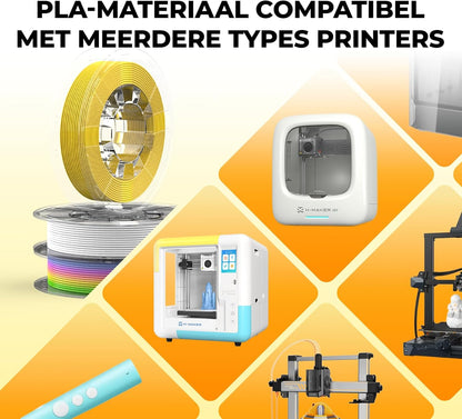 PLA Filament Set – 3D Printer Filament – 3D Printdraad – 3D Printmateriaal – 3D Printer Spoelen – 1,75 mm Diameter (±0,03 mm) – 8 Kleuren Inclusief Regenboog – Vochtbestendig en Kluwen-vrij
