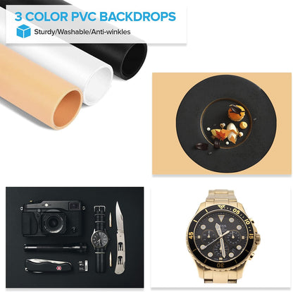 Fotostudio 60 x 60 x 60 cm – Lichtbak – Fotobox – Fototent – Productfotostudio – 4 Kantelbare LED-Strips – 5500K Daglicht, 26.000 Lumen