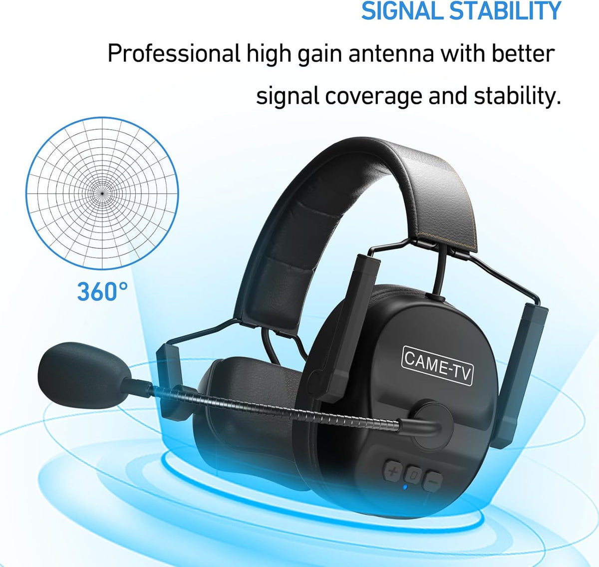 Came-TV Kuminik8 Draadloze intercomheadsetsysteem met ruisonderdrukking, 450 m teamcommunicatie, groepsgesprek, nul vertraging dempingsfunctie, enkel-oorheadset, filmproductie, sportevenement, 2