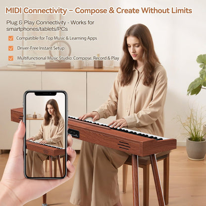 Digitale Piano – Elektrische Piano – Keyboard – Pianotoetsenbord – 88-Toetsen Piano – Eikenlook – 88 Gewogen Toetsen – 20 W Stereo Geluid
