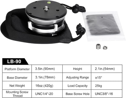 SUNWAYFOTO LB-90 Leveling Base Statief Hoofd 55LB Laadvermogen