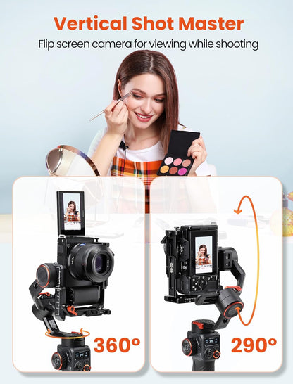 hohem iSteady MT2 3-assige gimbalstabilisator voor spiegelloze/zak/actiecamera en smartphone, OLED-display, 1,2 kg max. laadvermogen