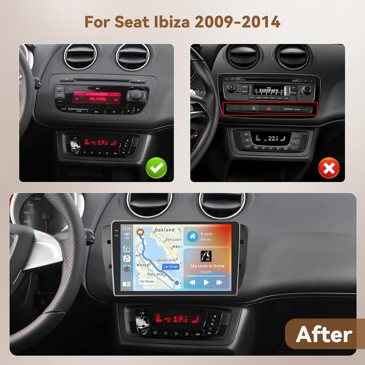 Android Autoradio – Multimedia Systeem – Inbouw Radio – Navigatie Unit – CarPlay Radio – 9 Inch Touchscreen – Draadloze CarPlay & Android Auto – Achteruitrijcamera & Bluetooth Handsfree