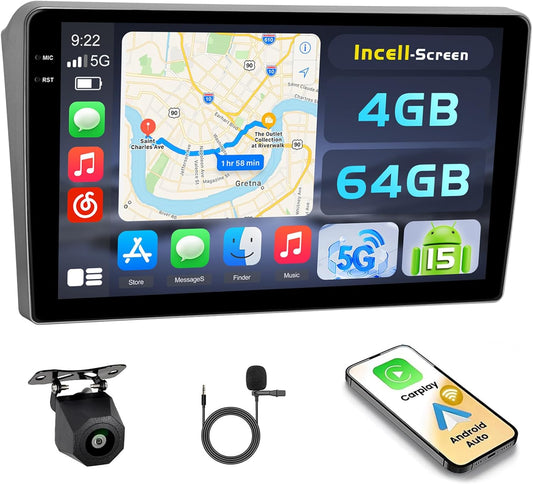 Autoradio Peugeot 407 – Multimedia Speler – Navigatiesysteem – Stereo – Android Autoradio – 9 Inch Scherm – Android 15 OS – Draadloos CarPlay & Bluetooth - QUORE
