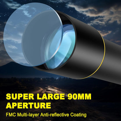 Telescoop, telescopen voor volwassenen, astronomie professioneel, 90 mm diafragma 1000 mm hoog aangedreven telescoop voor beginners en kinderen met precisie-aanpassing Vertisteel AZ Mount statief