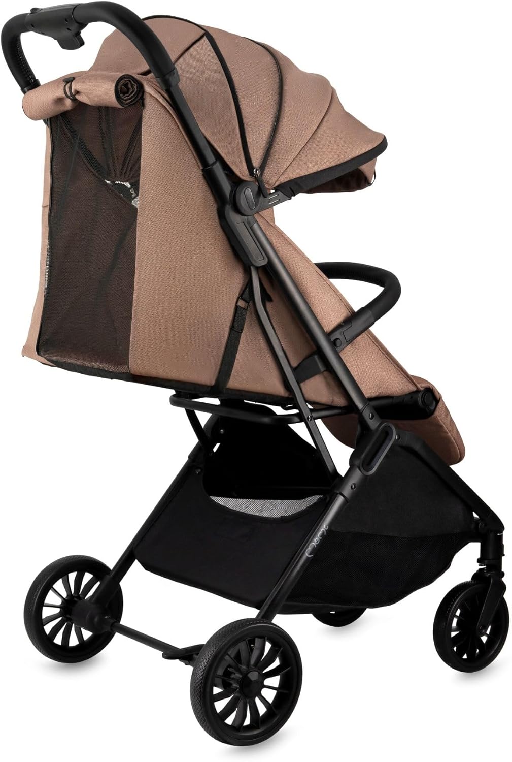 MoMi Andrea kinderwagen: zelfsluitend systeem, 5-punts veiligheidsgordel, bekerhouder, mand, tas, muggennet, regenbescherming, met dubbele functie