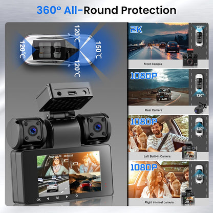 Auto Dashcam – Dashcam Auto – Autocamera – Rijcamera – Rijrecorder – 4-Camera 360° Bewaking – 2K Voorcamera Met 8 IR-Nachtzicht