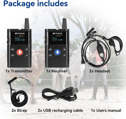Draadloos Communicatiesysteem – Intercom – Tourguide Systeem – Communicatieset – Set Met 1 Zender En 1 Ontvanger – Tweerichtingscommunicatie – Bereik Tot 280 Meter Buitenshuis