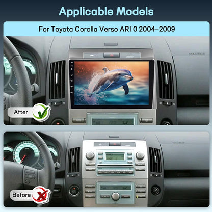 4G+64G 8 Core Qualcomm Car Radio for Toyota Corolla Verso AR10 2004-2009 with Wireless Carplay & Android Auto, 9 Inch Car Stereo with WiFi/GPS/Bluetooth 5.1/FM RDS Radio