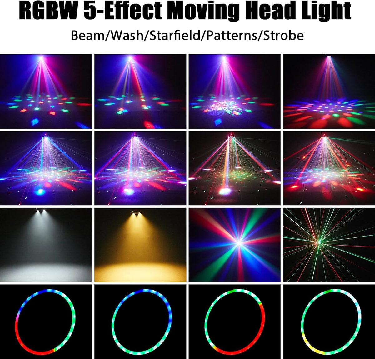 Moving Head LED 150W with Remote Control RGBW Gobo Beam Disco Light Party Light 26CH DMX Stage Light for DJ Bar Birthday Club Wedding Headlight - QUORE