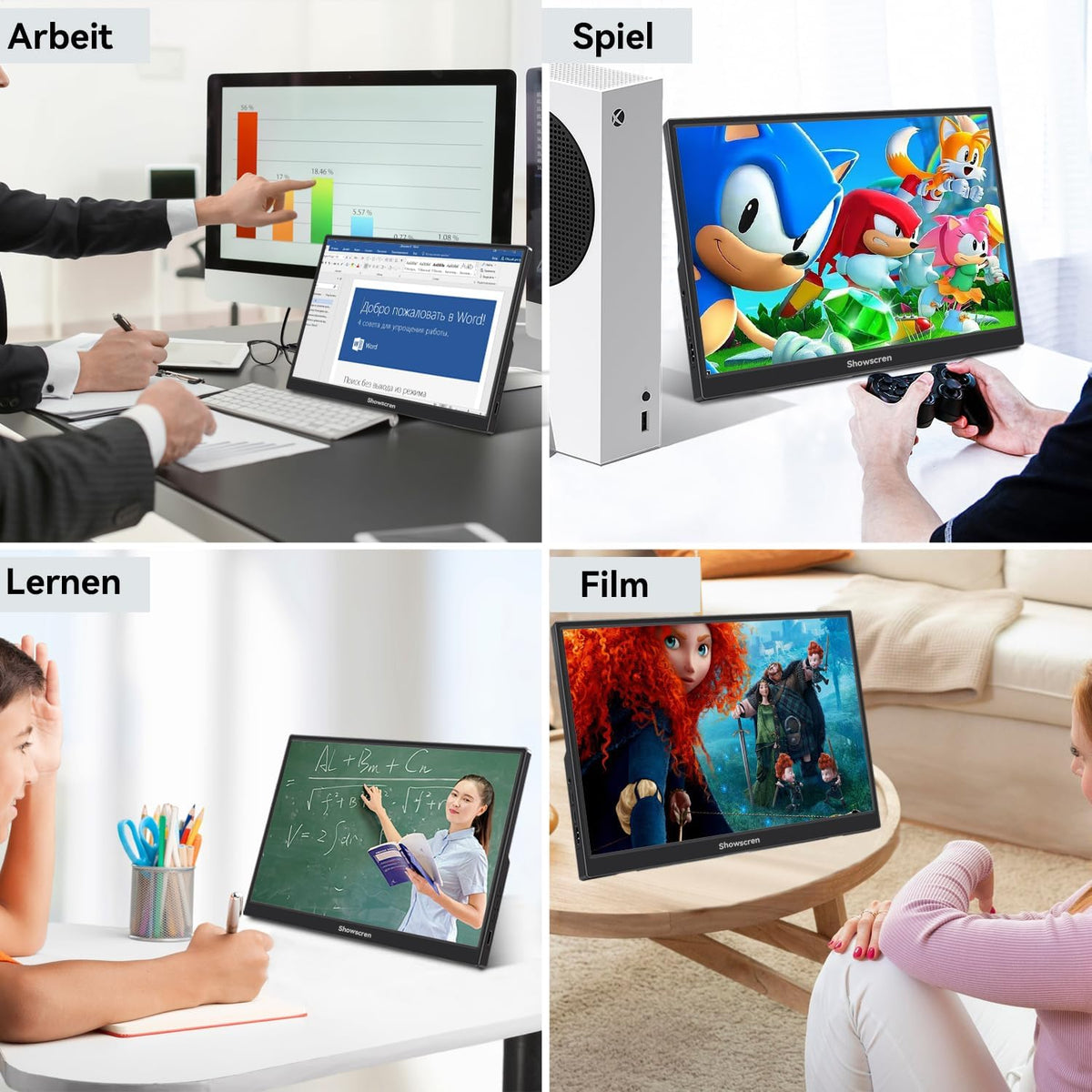 Portable Monitor 14 inch 1920 x 1200p 60Hz 400/CD Brightness 99% sRGB with Speaker HDMI USB-C Monitors for Laptop PC Phone Xbox PS3/4/5 Raspberry Pi, Portable Screen Expanding - QUORE