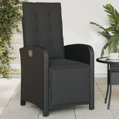 Gecheer Garden Chair with Footrest Black Poly Rattan Garden Chair Garden Chair Rattan Adjustable Rattan Outdoor Chair - QUORE