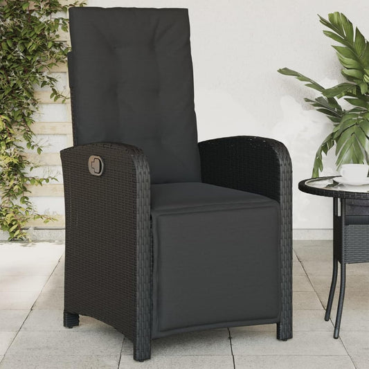 Gecheer Garden Chair with Footrest Black Poly Rattan Garden Chair Garden Chair Rattan Adjustable Rattan Outdoor Chair - QUORE