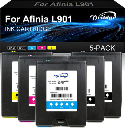 L901 Vervangende inktpatronen, compatibel met Afinia L901 Industrial Color Label Printer (geel/magenta/cyaan/zwart, 5 stuks)