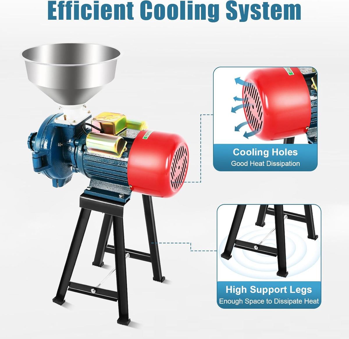 Electric Grain Grinder, Scrap Mill, Grain Mill for Electric Grain Mill, Rice, Soybeans, Mill, Machine with Funnel, Grain Crusher, Commercial Electric Mill, Corn, Straw Feed - QUORE