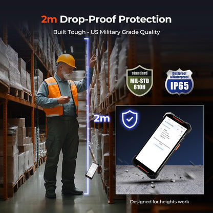 MUNBYN 2025 Nieuwe Android 14 Barcode Scanner, Mobiele PDA met 6" Scherm, Zebra SE4710 Scanner, 1D/2D/QR, Upgradebaar naar Android 18, Snelladen en Valbescherming tot 2m, AS01