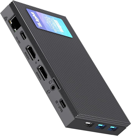 Minicomputer – Micro PC – Mini Desktop – Compacte PC – Ventilatorloze Computer – Quad Core 3,6 GHz – Stil en Draagbaar – 32GB RAM 512GB SSD – USB-C 2x HDMI 4K Drievoudig Scherm – VESA Montage