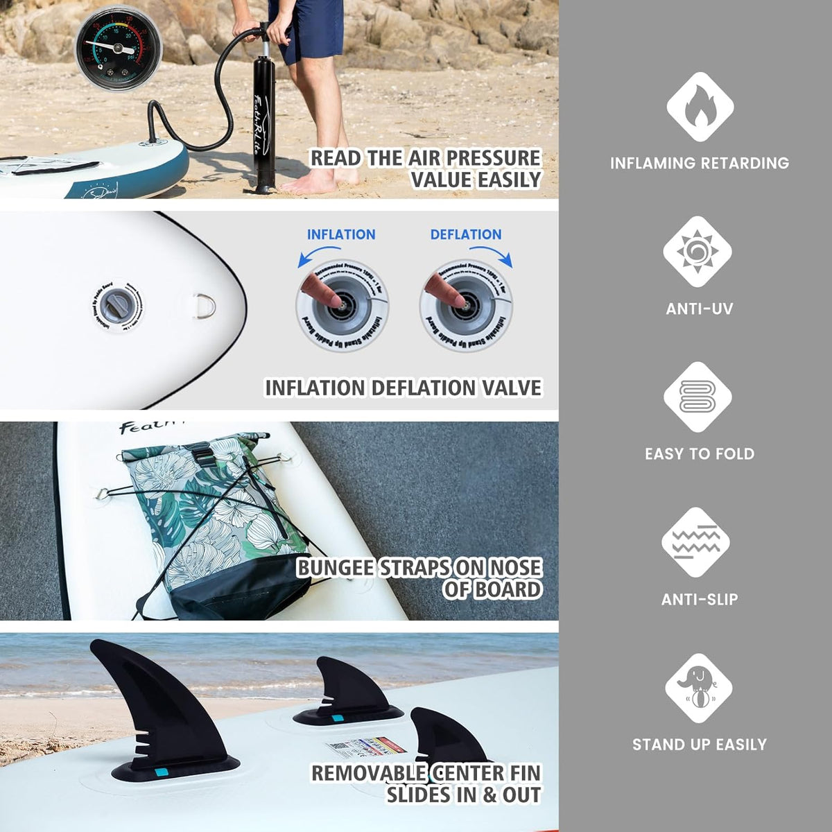 FunWater Opblaasbaar stand-up paddleboard, surfplank, SUP compleet paddleboard, accessoires, verstelbare peddel, pomp, reisrugzak, lijn, waterdichte tas, peddelboard voor volwassenen