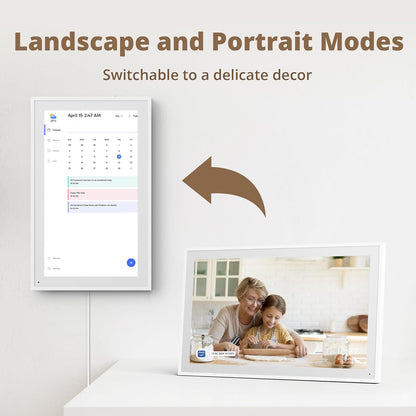Dragon Touch 15,6 inch digitale kalender, wand, 1920 x 1080 FHD, elektronische wandkalender, familieplanner met 32 GB geheugen en wandhouder, touchscreen, intelligente tafelkalender, wit