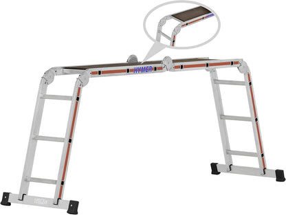Hymer 414312 Multifunctionele ladder met werkplatform 4143 (4x3 sporten, holm 60 mm, aluminium ladder, vouwladder, ladder 3,47 m)