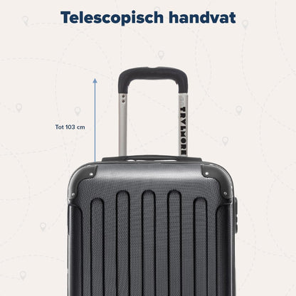 TRVLMORE Kofferset - 3 Delig - 38L Handbagage + 110L Ruimbagage - Lichtgewicht - Trolley - Reiskoffer Set - Zwart