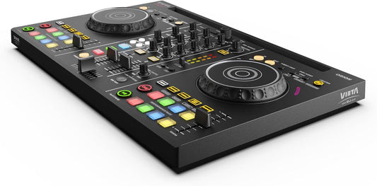 DJ-Controller 2-Kanaals – DJ-Mengpaneel – DJ-Mixer – Mengtafel – Audio-Interface – Bluetooth en USB – Geïntegreerde Geluidskaart met RGB-Pads
