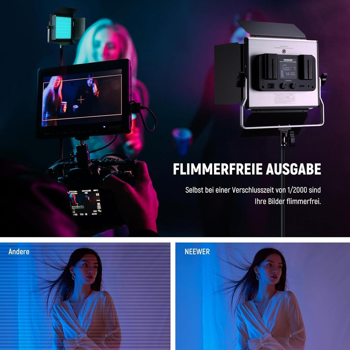 RGB Led Videolicht Set van 2 – Videolamp – Lichtpaneel – Fotolicht – Studioverlichting – 50W per Lamp – 3200K-5600K, CRI97+
