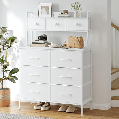 Ladekast – Opbergkast – Commode – Dressoir – Kledingkast – Wit – 9 Lades – Verstelbare Pootjes