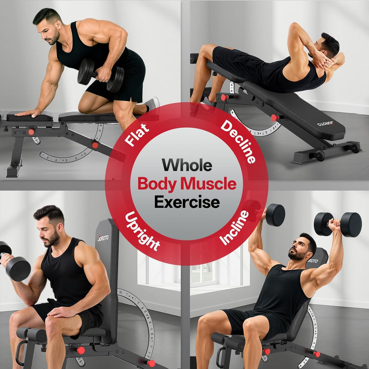 Verstelbare Halterbank – Trainingsbank – Fitnessbank – Krachtbank – Workoutbank – Maximale Belastbaarheid 800 kg – 9-Stand Rugleuning & 3-Stand Zitvlak - QUORE