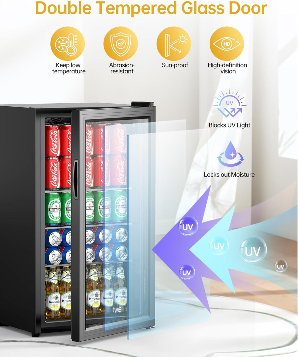 Mini-Koelkast – Drankkoelkast – Koelvitrine – Minibar – Bierkoelkast – 86 Liter Inhoud – 3 Verstelbare Planken