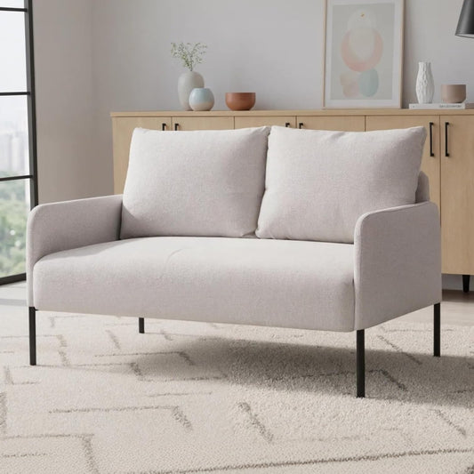 2-zits bank – loveseat – zitbank – kleine bank – tweezits sofa – ademend linnen stof – compact design met metalen frame