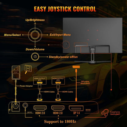 Minifire Gamingmonitor 27 inch, 180Hz, 1ms, AdaptiveSync, IPS, 2xHDMI 2.0/1xDP 1.4 poorten, FHD, sRGB 110%, PC-scherm (MFG27F2 HDMI-kabel inbegrepen)
