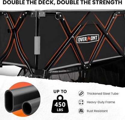 Overmont 400 l opvouwbare wagen met twee verdiepingen – opvouwbare wagen met grote capaciteit – verlenging van 132 cm, grote offroad-wielen voor kamperen, voetbalwedstrijden, sportevenementen